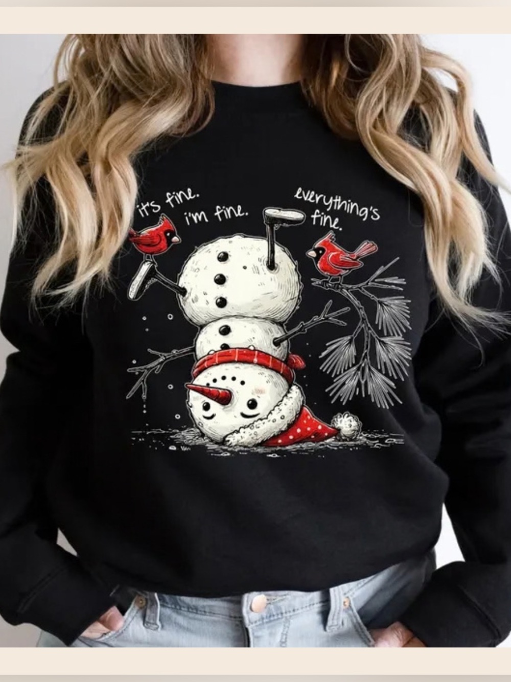 Black Snowman Graphic Sweatshirt , Vintage Holiday Outfit, Gift For Christmas